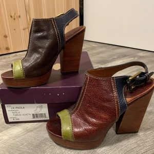 Lucky Brand Nutella “Paola” chunky wedge 8.5